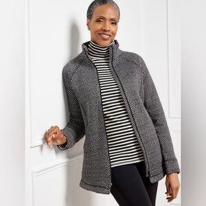 Talbots Bird’s Eye Mockneck Jacket Size Medium NWT